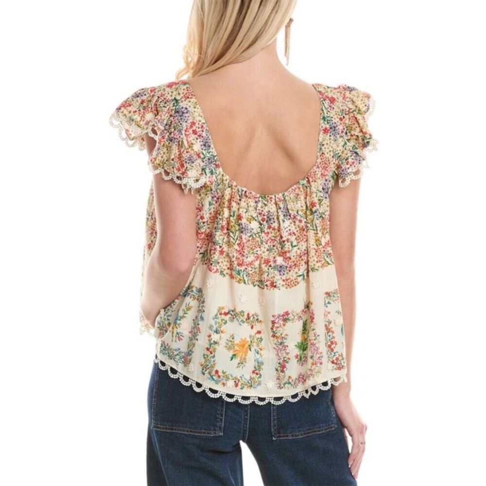 FARM Rio Cream Floral Square-Neck Ruffle Blouse - Picture 2 of 8